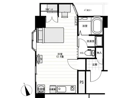 グランディオーゼナガノ(ワンルーム/9階)の間取り写真