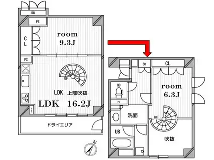 HF目黒行人坂レジデンス(2LDK/1階)の間取り写真