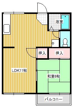 プランドール高屋(1LDK/2階)の間取り写真