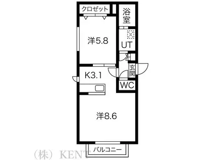 LAMER KOTONI(1LDK/1階)の間取り写真