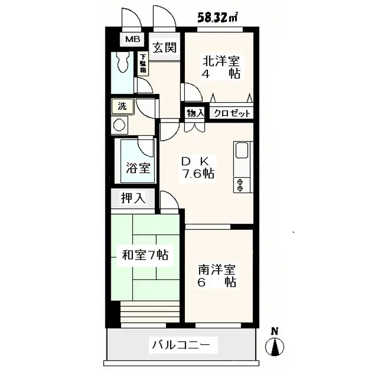 扶桑カシオハイツ 4階階 間取り