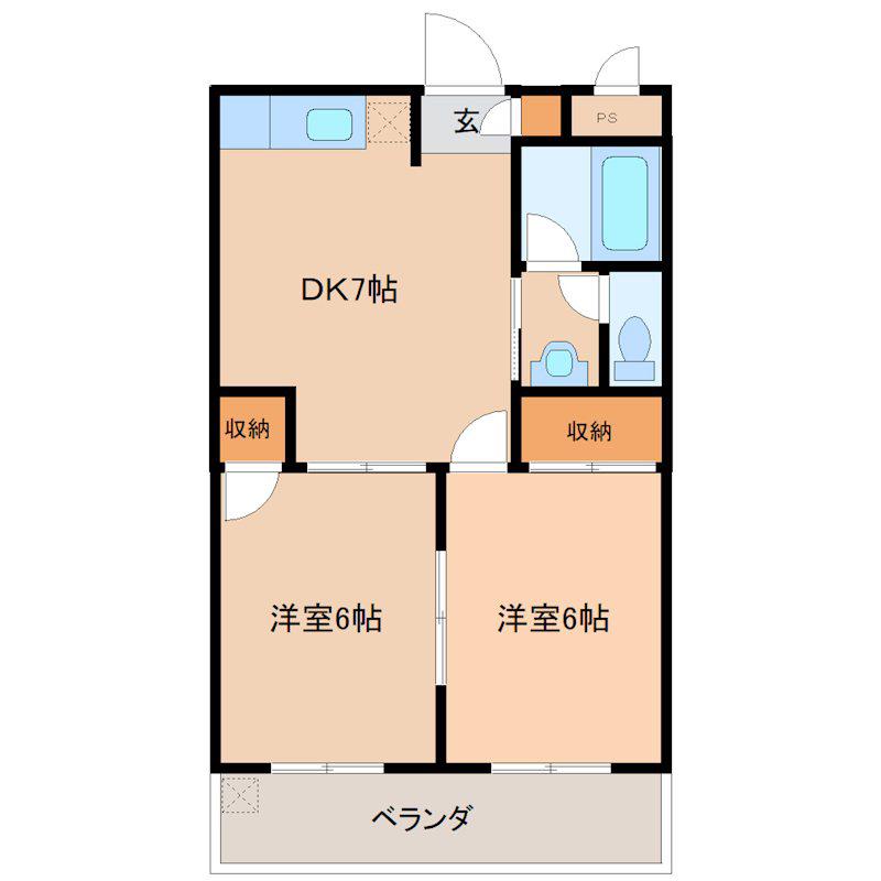 セリエ諏訪野(2DK/2階)の間取り写真