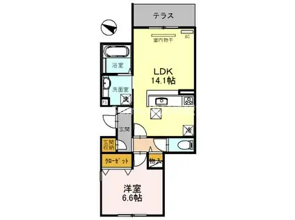 猪名寺CONTINENTE(1LDK/1階)の間取り写真