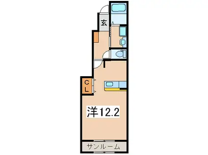 バーミィNANOHANA II(ワンルーム/1階)の間取り写真
