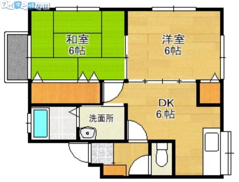 シークレイン(2DK/2階)の間取り写真