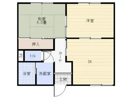 ロフティKS(2DK/2階)の間取り写真