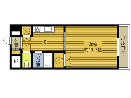 マイスターハイム(1K/1階)の間取り写真