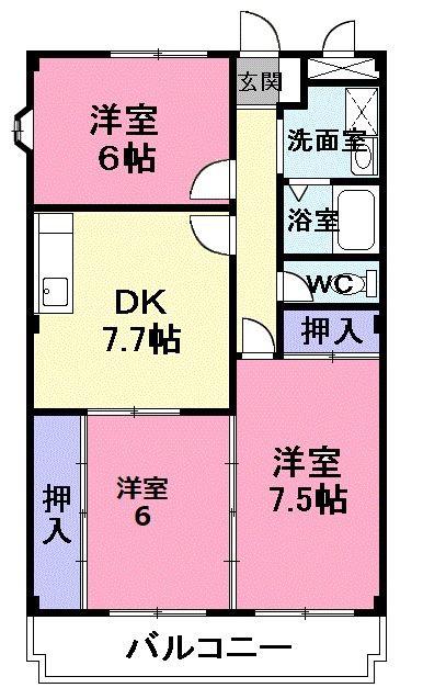 パレスエントピア(3DK/2階)の間取り写真
