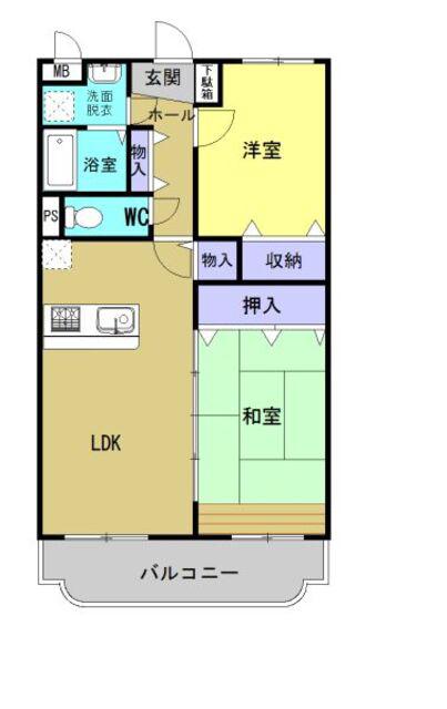 サンライズS(2LDK/2階)の間取り写真