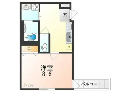 フジパレス堺白鷺(1K/2階)の間取り写真