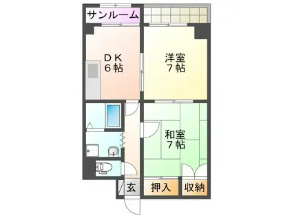 ザ レジデンス(2DK/4階)の間取り写真