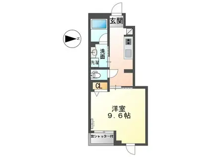 エクレール高畑(1K/1階)の間取り写真