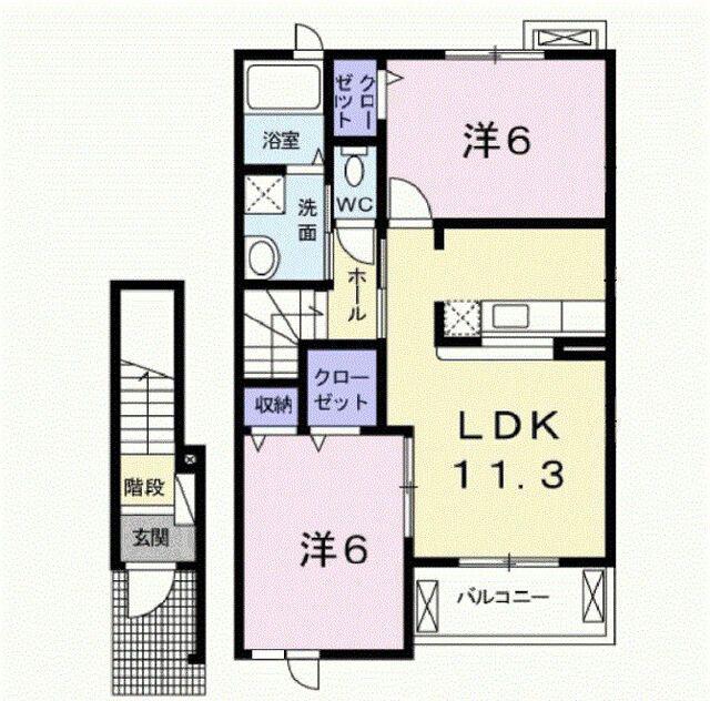カーサフェリーチェ(2LDK/2階)の間取り写真