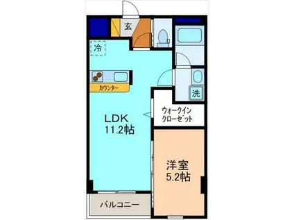 サンシェスタ若宮(1LDK/2階)の間取り写真