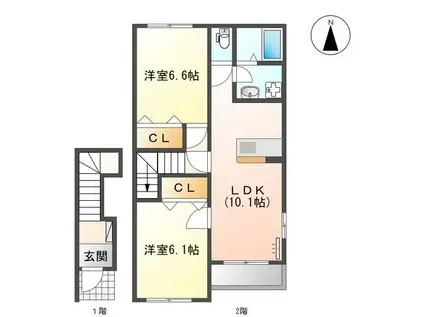 クレストール(2LDK/2階)の間取り写真