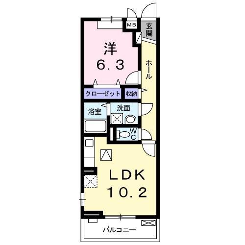 ファーストヒルズII(1LDK/1階)の間取り写真
