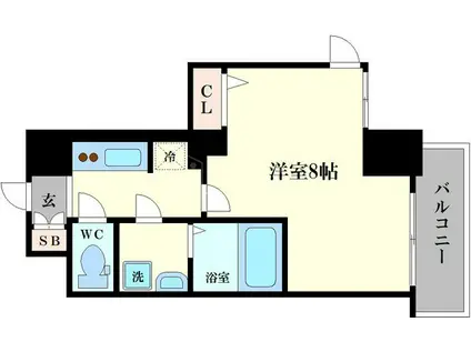 エスレジデンス西長堀(1K/11階)の間取り写真