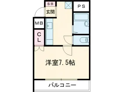 ルークレジデンス姫路III(1K/2階)の間取り写真