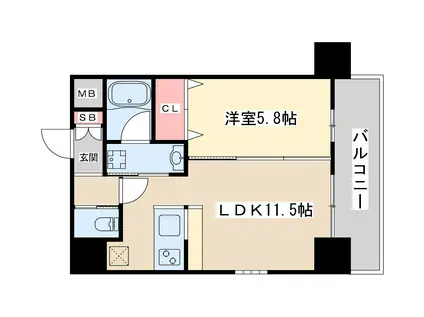 オルサス新大阪(1LDK/7階)の間取り写真