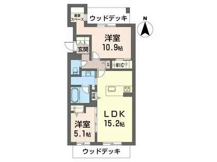 レフィシア犬山(2LDK/1階)の間取り写真