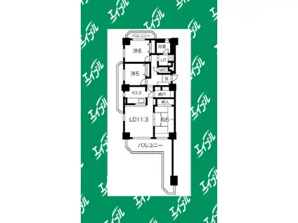 バンベール・グラン山手弐番館(3SLDK/4階)の間取り写真