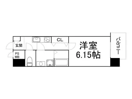 ウインズコート都島(1K/6階)の間取り写真