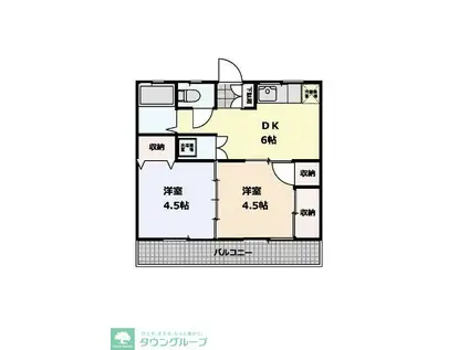 柿の木マンション(2DK/2階)の間取り写真