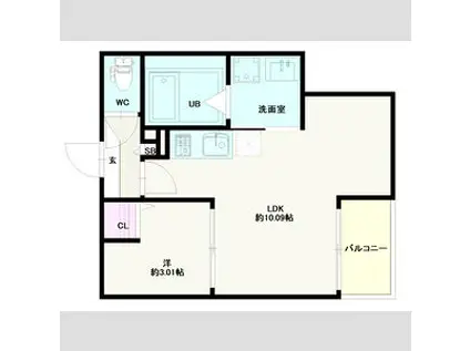 JACK SHUKUCHII(1LDK/2階)の間取り写真