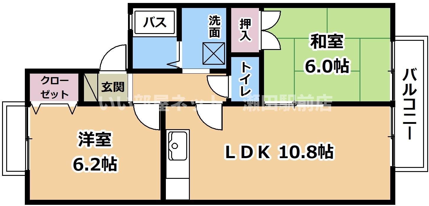 RUCANA(2LDK/2階)の間取り写真