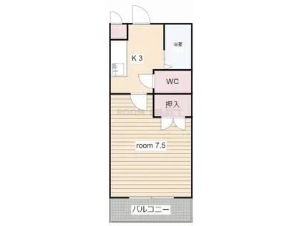 ブルームマンション(1K/3階)の間取り写真