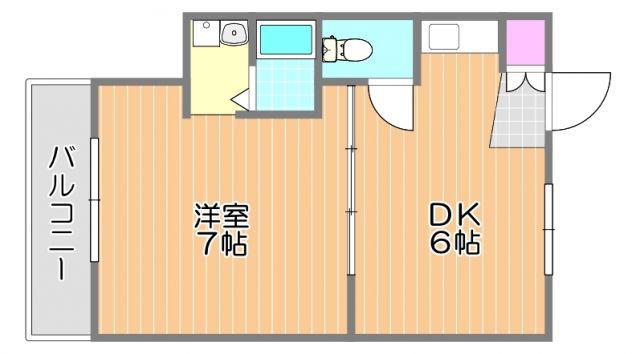 ヴィラナリー備前1号棟(1DK/3階)の間取り写真