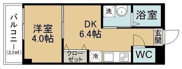 TERASU仙台(1DK/1階)の間取り写真