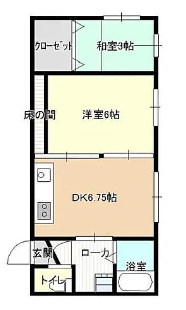 ふきよせマンション(2DK/2階)の間取り写真