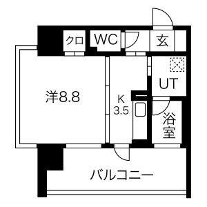 さくらHILLS NAGOYA ウエスト(1DK/3階)の間取り写真