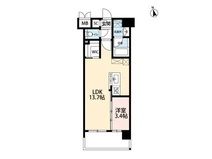 ウイングス西本町(1LDK/3階)の間取り写真