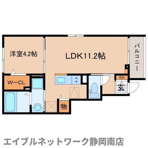 ヒカルサ焼津塩津ウエスト(1LDK/1階)の間取り写真