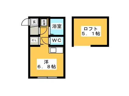 リヴェール湘南II(ワンルーム/1階)の間取り写真