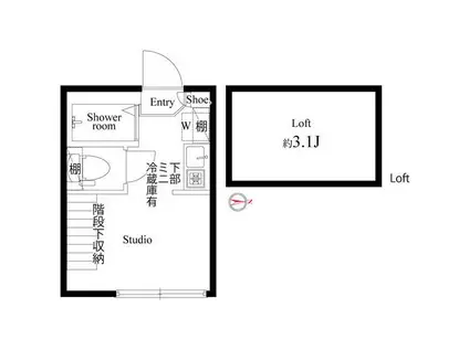 ハーモニーテラス仲宿(ワンルーム/1階)の間取り写真