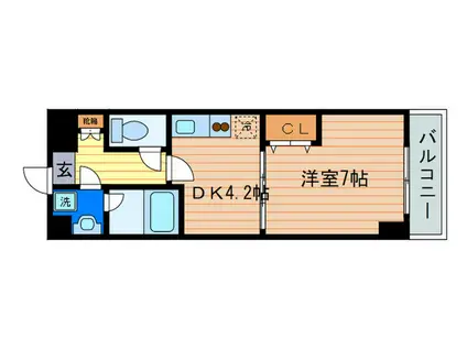 エンゼルプラザイーストII(1DK/8階)の間取り写真