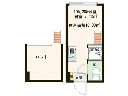 CIEL ET MARAIS(ワンルーム/1階)の間取り写真