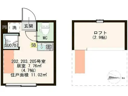 SHINE上井草(ワンルーム/2階)の間取り写真