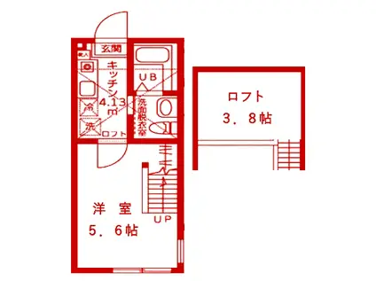 アルブル港南中央(1K/2階)の間取り写真