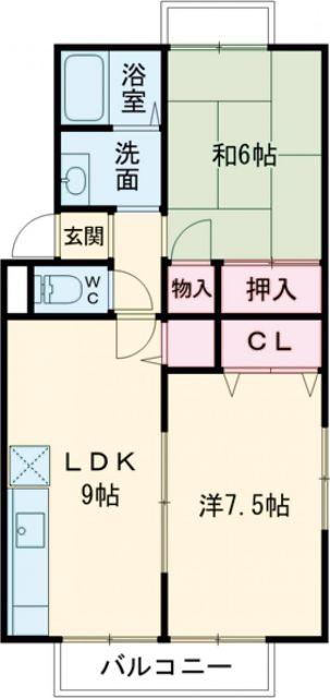 セジュール大町(2LDK/1階)の間取り写真