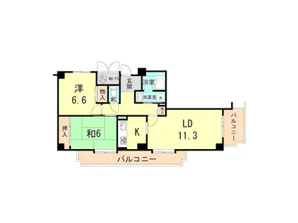 芦屋楠町パインクレスト(2LDK/2階)の間取り写真