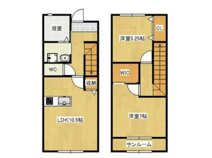 テタンジェ(2LDK/1階)の間取り写真