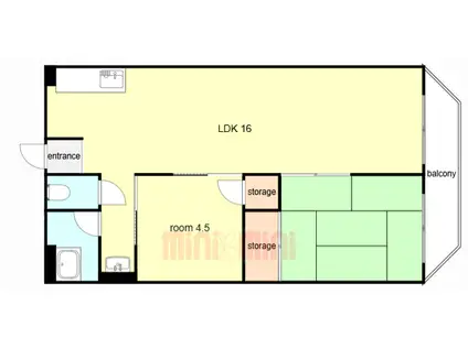 一王山グランドハイツ(2LDK/5階)の間取り写真