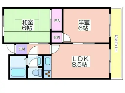 ツーディハウス(2LDK/2階)の間取り写真