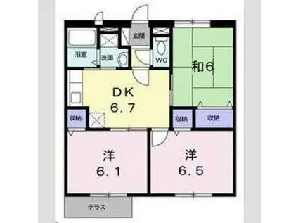 フォレストパークII(3DK/1階)の間取り写真