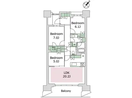 HARUMI FLAG PARK VILLAGE E棟(3LDK/6階)の間取り写真