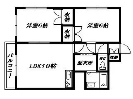 第1富士ハイツ(2LDK/2階)の間取り写真